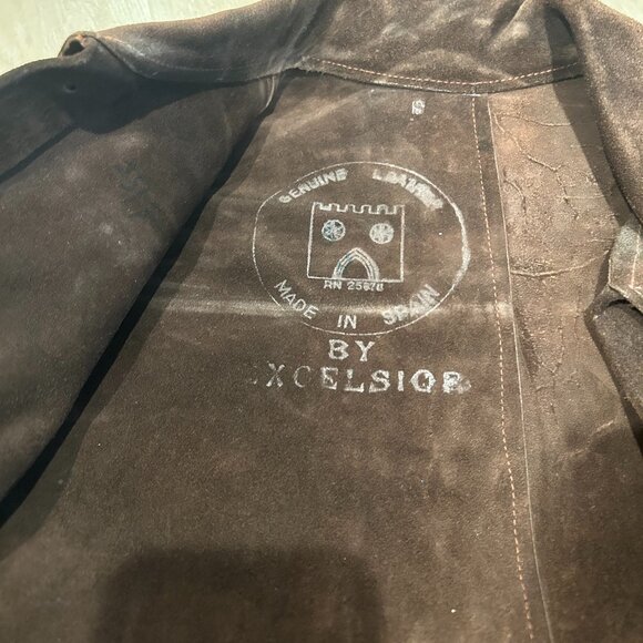 Womens By Excelsior Dark Chocolate Brown Suede Made in Spain Vintage Jacket S - Picture 5 of 11